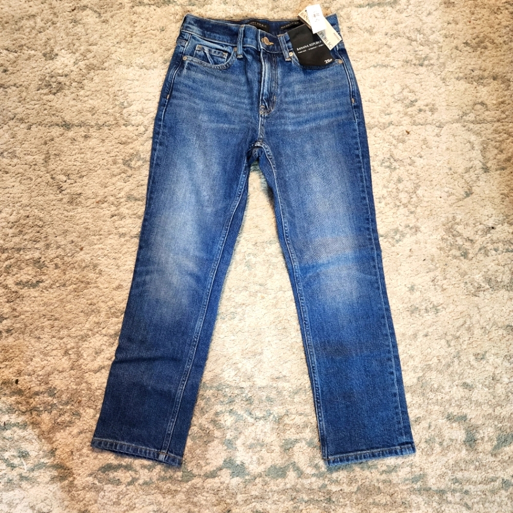 NWT PETITE Banana Republic High Waist Straight Jeans
